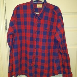 Wrangler Authentics Plaid Long Sleeve Button Up Shirt Men's sz 2XL.